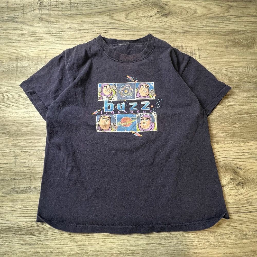 Disney Buzz Lightyear T-Shirt Kids Medium Navy‎ Blue Toy Story Graphic Space Tee